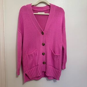 LOFT Pink Button-Up Cardigan Size Medium